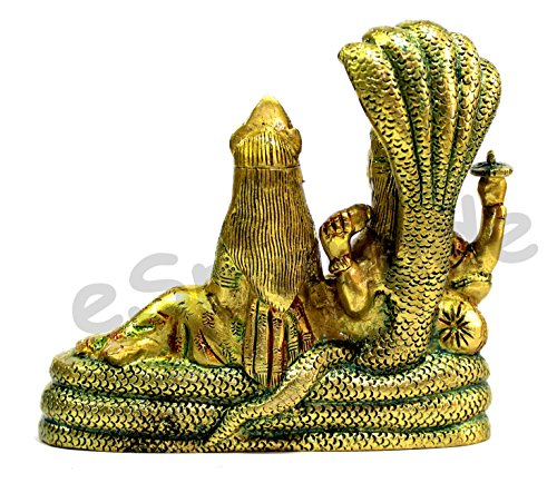 eSplanade Brass Lord Vishnu Laxmi in Ksheer Sagar Lakshmi Narayan Murti Idol Statue Sculpture | Pooja Idols - Home Decor | Multicolour - 6.5" Inches