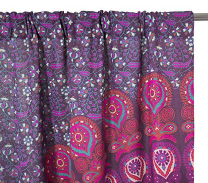 Popular Handicrafts Indian Hippie Bohemian Beautiful Peacock Mandala Window Curtain Panels Purple - color: Purple, size: 38"W x 83"L (Pack of 2)