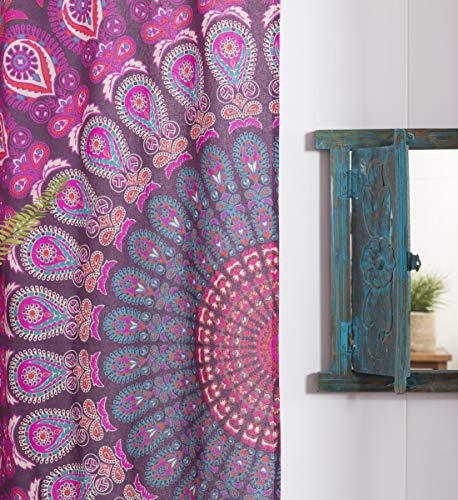 Popular Handicrafts Printed Curtains Panels Set of 2 Indian Hippie Bohemian Beautiful Peacock Mandala Curtain Panels Purple 42x100 Inch - color: Purple, size: 42"W x 100"L (Pack of 2)