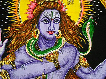 Dancing Shiva/Nataraja sequins Cotton Wall Hanging Yoga Painting : Size 43"x30" Inches - color: Dancing Shiva