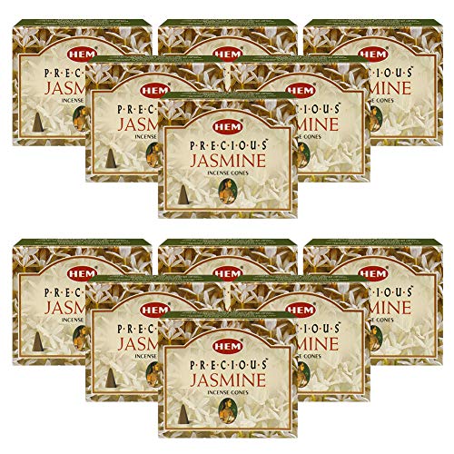 Precious Jasmine Incense Cones and Cone Incense Burner Bundle Insence Insense Hem Incense - color: Precious Jasmine