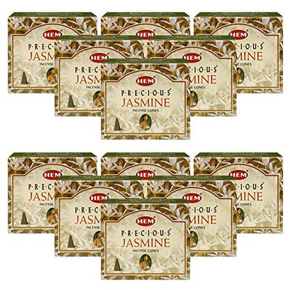 Precious Jasmine Incense Cones and Cone Incense Burner Bundle Insence Insense Hem Incense - color: Precious Jasmine