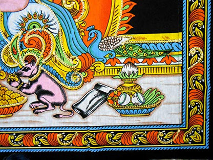 Ganesha/Ganpati religious Cotton Wall Hanging Painting : Size 43"x30" Inches - color: Ganesha