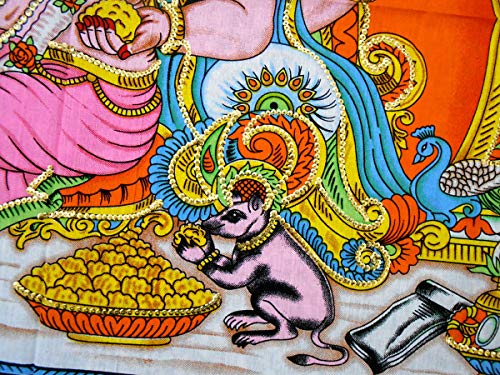 Ganesha/Ganpati religious Cotton Wall Hanging Painting : Size 43"x30" Inches - color: Ganesha