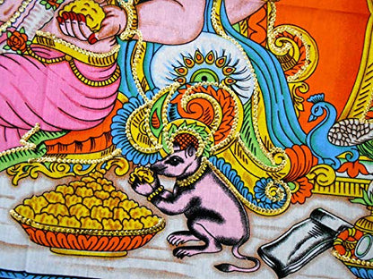 Ganesha/Ganpati religious Cotton Wall Hanging Painting : Size 43"x30" Inches - color: Ganesha