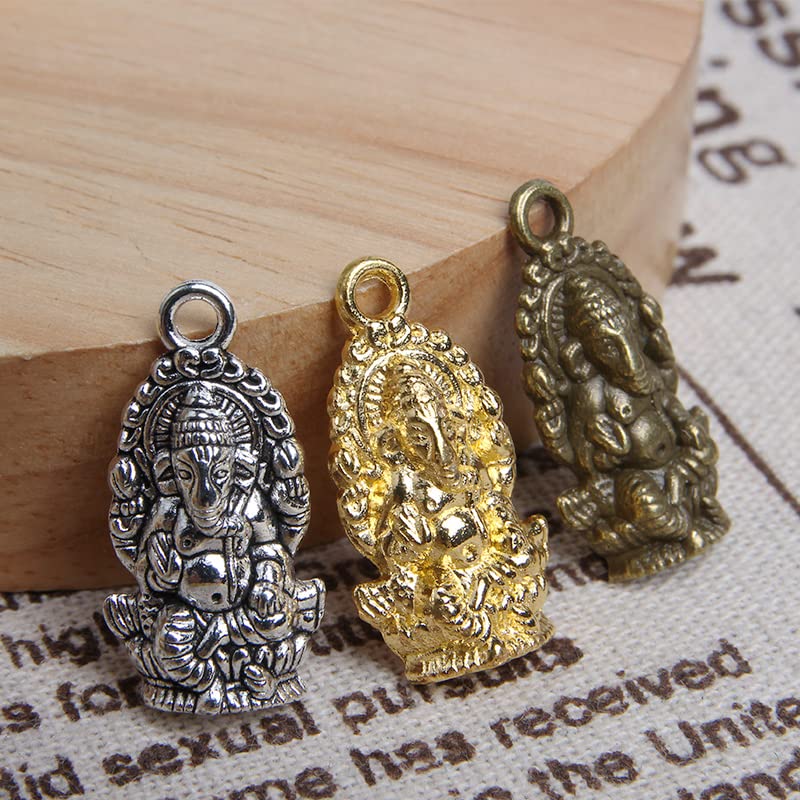 Wixine 60Pcs Ganesha Charms Ganesha Pendants Antiqued Silver Tone 14 x 27 mm Making DIY Handmade Accessories Craft