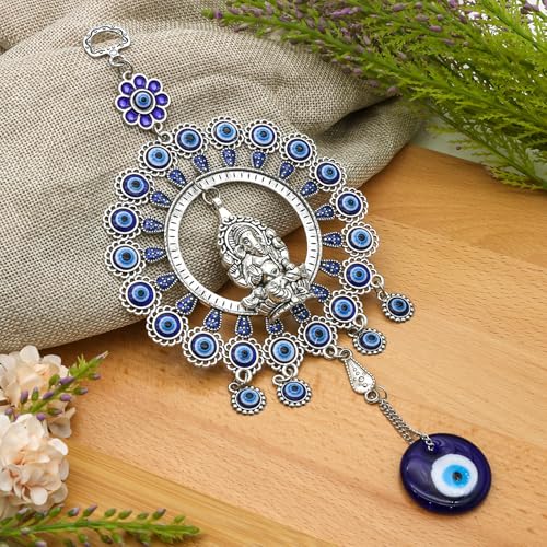 Large Evil Eye Door Window Wall Hangings w/Ganesha Idol
