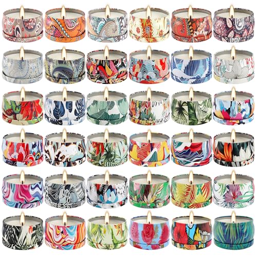 YOROXRG Scented Candles Gifts Set 36 Pack Soy Wax Travel Tin Jar Candles,Aromatherapy Candles for Home 2.5 OZ Scented Candles for Mom for Christmas, Birthday, Thanksgiving, Mother's Day,Valentine'sDay - color: 36 Colorful
