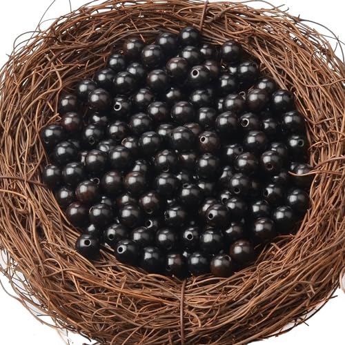 6mm Massive Beads Natural Wooden Round Loose Beads Jewelry Making with Thread 200 PCS(Black Ebony Wood, 6mm) - color: Black Ebony Wood, size: 6mm