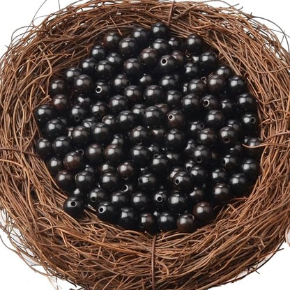 6mm Massive Beads Natural Wooden Round Loose Beads Jewelry Making with Thread 200 PCS(Black Ebony Wood, 6mm) - color: Black Ebony Wood, size: 6mm
