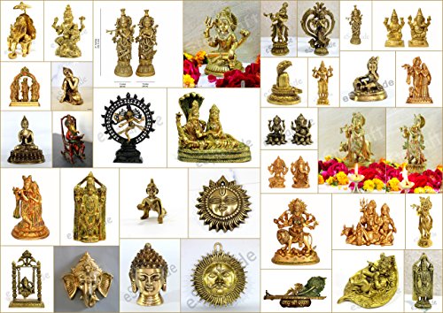 eSplanade Brass Lord Vishnu Laxmi in Ksheer Sagar Lakshmi Narayan Murti Idol Statue Sculpture | Pooja Idols - Home Decor | Multicolour - 6.5" Inches