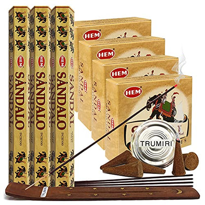 Sandalo Sandalwood Incense Sticks and Cone Incense Holder Variety Pack #1 Bundle insence insense insienso - color: Sandalo