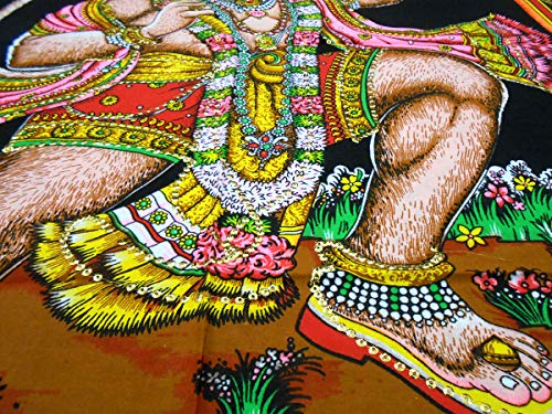 Flying Lord Hanuman Cotton Wall Hanging Painting : Size 43"x30" Inches - color: Hanuman
