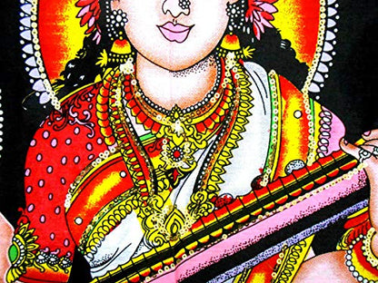 Goddess Saraswati batik sequins Cotton Wall Hanging yoga Painting : Size 43"x30" Inches - color: Saraswati