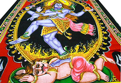 Dancing Shiva/Nataraja sequins Cotton Wall Hanging Yoga Painting : Size 43"x30" Inches - color: Dancing Shiva