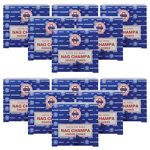 Nag Champa Incense Cones and Cone Incense Burner Bundle Insence Insense Satya Incense - color: Nag Champa - 12