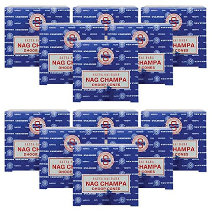 Nag Champa Incense Cones and Cone Incense Burner Bundle Insence Insense Satya Incense - color: Nag Champa - 12