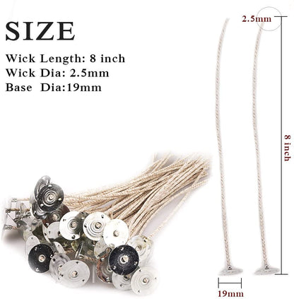 ECO14 100pcs Wicks - 8 inch Pre-Tabbed Thick Wick for Candle Making - size: eco14