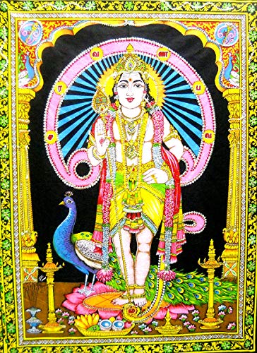 Kartikeya sequins sitara Cotton Wall Hanging Painting : Size 43"x30" Inches - color: Kartikeya
