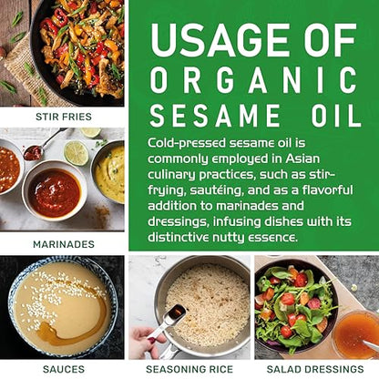 Organic Sesame Oil 3/4 Gallon Bottle - NOT TOASTED - Cold Pressed, Non-GMO, For & Skin & Cooking - 101oz / 3 liter - by Jiva Organics - size: 101 Fl Oz (Pack of 1)