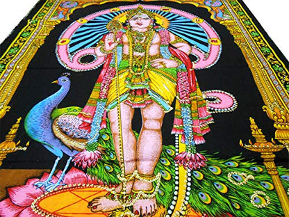 Kartikeya sequins sitara Cotton Wall Hanging Painting : Size 43"x30" Inches - color: Kartikeya