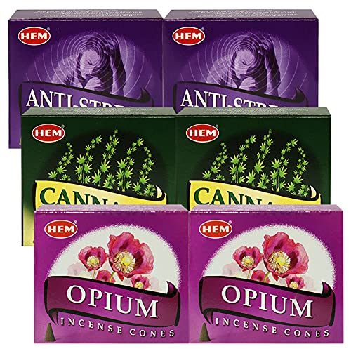 Opium Cannabis Anti Incense Cones & Holder Bundle Variety Pack from Hem Trumiri Insense Insence - color: Opium & Cannabis & Anti Stress