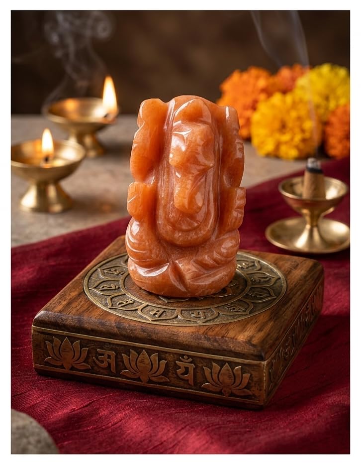 Natural Red Aventurine Ganesh Tiny Ganesh Statue Ganesh for Gift Beautiful Handcrafted Ganesh Idol Pocket Ganesh Statue Sculpture - color: Red Aventurine Ganesh