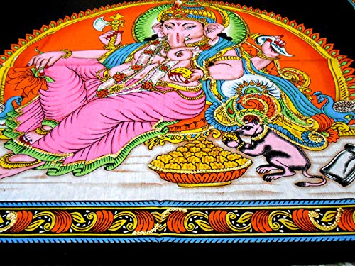Ganesha/Ganpati religious Cotton Wall Hanging Painting : Size 43"x30" Inches - color: Ganesha