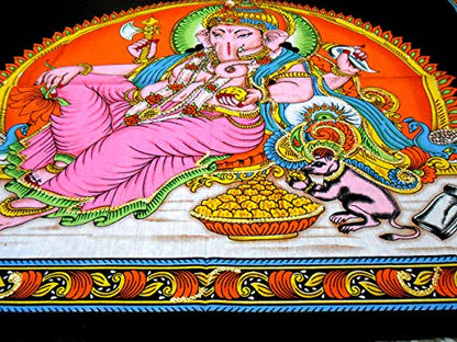 Ganesha/Ganpati religious Cotton Wall Hanging Painting : Size 43"x30" Inches - color: Ganesha