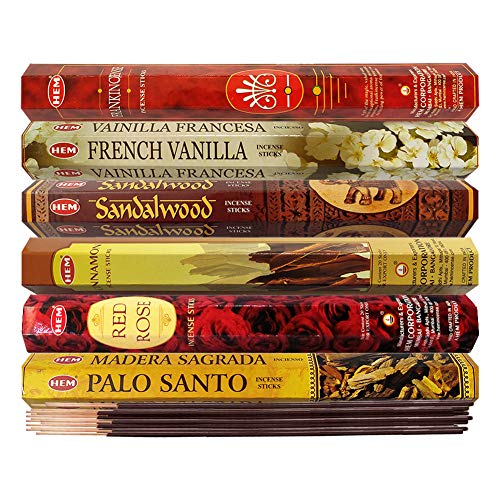 Hem Incense Sticks Variety Pack #22 and Incense Stick Holder Bundle with 6 Most Desired Fragrances - color: Six Popular 1