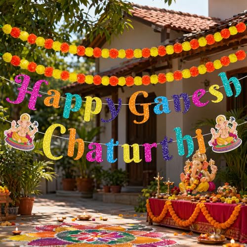 Ganesh Chaturthi Decorations, Happy Ganesh Chaturthi Banner Set - color: Ganesh Chaturthi