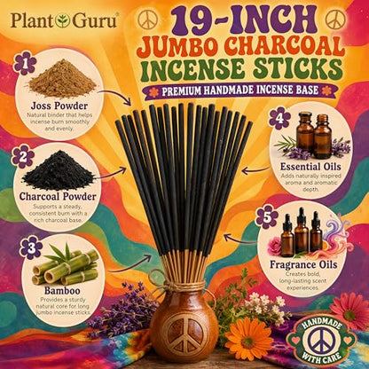 Jasmine Exotic Incense Sticks Jumbo 19 Inch Long - Bulk 1 Bundle 27 to 30 Sticks - Natural 19" Extra Large with A Smooth Aroma that Burns for 3 to 4 Hours Each.
