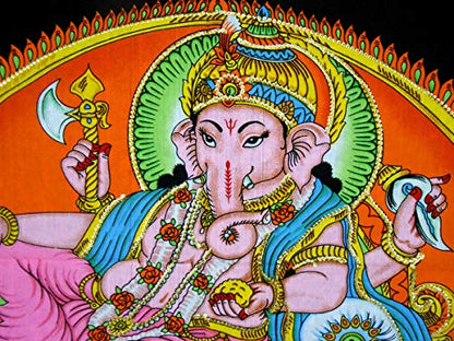 Ganesha/Ganpati religious Cotton Wall Hanging Painting : Size 43"x30" Inches - color: Ganesha