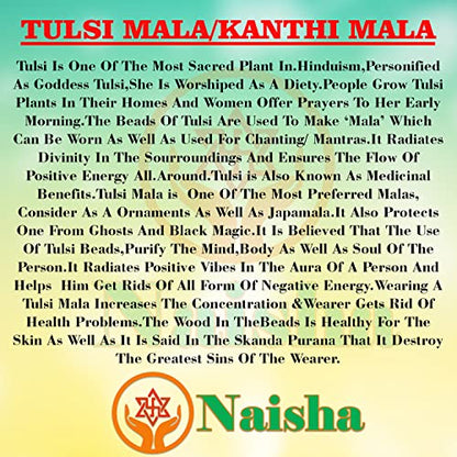 Naisha Tulsi Holy Basil Japa Mala 108+1 Beads & Tulsi Kanthi Mala Tulsi Ki Mala 2 Round Neck Mala Original for Daily Mantra Jaap, (Pack of 2)
