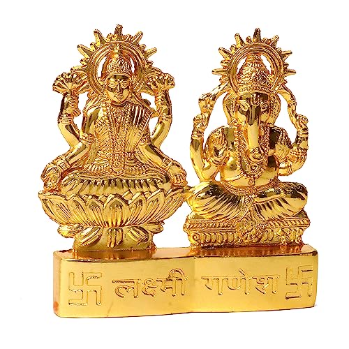 Satvik 2.7" Metal Laxmi Ganesh Statue Beautiful Lord Ganesha and Goddess Lakshmi/Luxmi Statue for Diwali/Deepawali Puja Pooja Laxmi Ganesh Idol/Murti/Statue for Diwali Indian Housewarming Gift Item