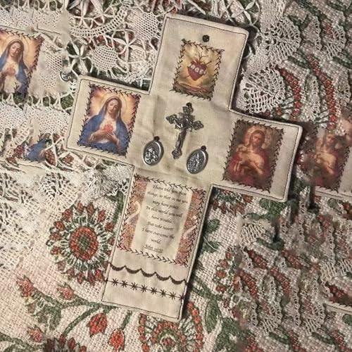 Handcrafted Pocket Shrine Catholic – Portable Travel Prayer Kit & Folding Personal Altar Gifts, Pocket Shrine with Silver Cross, Faith Edition Pocket Devotional, Pocket Prayer & Altar for Spiritual Faith Practices (D) - color: D
