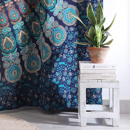 Popular Handicrafts Indian Hippie Bohemian Beautiful Peacock Mandala Door Window Curtain Panels Tarquiose - color: Tarquiose, size: 38"W x 83"L (Pack of 2)