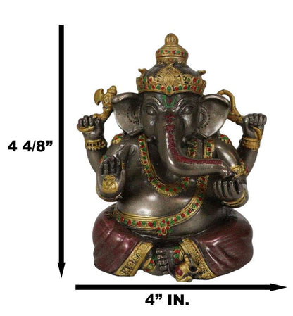 Ebros Gift Eastern Enlightenment Meditating Hindu God Ganesha Altar Decor Figurine Ganesh Ganapati Hinduism Statue Remover of Obstacles As Spiritual Sculpture in Bronze Color Finish
