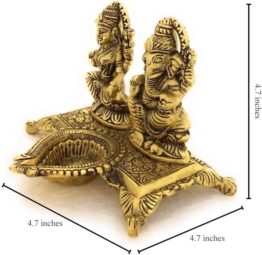exciting Lives Lakshmi Ganesha Metal Statue Set - Lakshmi Ganesh Murti for Mandir Home, Diwali Gift Idol Murti Set for Hindu Pooja, Gift for Diwali, Festive Gifts, Home Decor