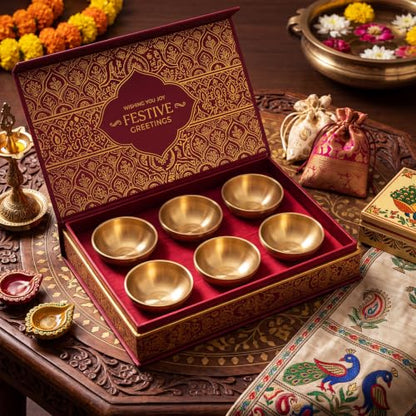 Set of 6 2.4 Inch Pure Brass Bowls for Pooja Indian Return Gift