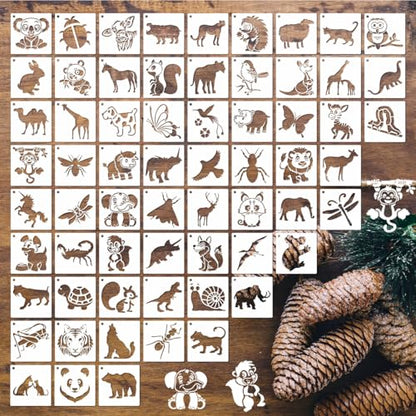 Animal Stencils for Painting, 64 Pcs 3 Inch for Cards Rocks Kids Crafts - color: Animal
