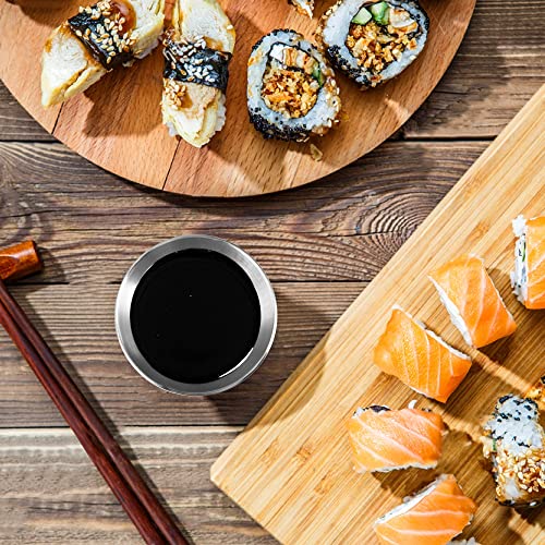 10 Pack 3.3inch Stainless Steel Sauce Dishes Mini Individual Saucers Bowl Round Seasoning Dishes Sushi Dipping Bowl Appetizer Plates, Sliver - color: Sliver x 10