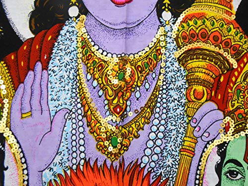 Panchdev : Lord Vishnu, Shiva, Brahma, Krishna, Rama Wall Painting religious yoga : Size 43"x30" Inches - color: Panchdev