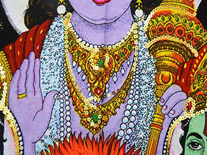 Panchdev : Lord Vishnu, Shiva, Brahma, Krishna, Rama Wall Painting religious yoga : Size 43"x30" Inches - color: Panchdev