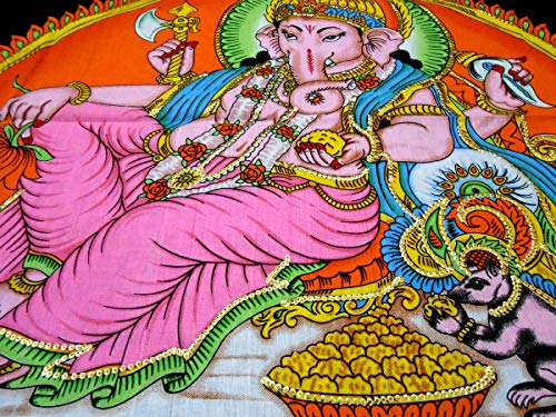 Ganesha/Ganpati religious Cotton Wall Hanging Painting : Size 43"x30" Inches - color: Ganesha