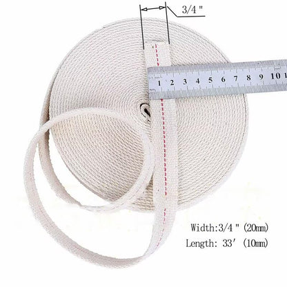 3/4" Inch Lamp Wick or Lantern Wick -Flat Cotton Oil Wicks for Hurricane Lamp or Kerosene Based Lanterns and Candle Burners，Red Stitch 33ft/ Roll - size: 3/4"-33feet(10m)