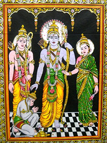 Ram Darbar religious batik Cotton Wall Hanging Painting : Size 43"x30" Inches - color: Ram Darbar