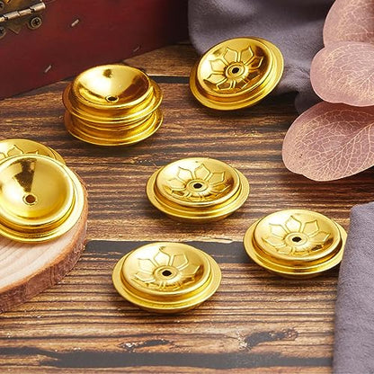 GORGECRAFT 10Pcs Metal Floating Wick Ghee Oil Lamp Disc Holder Candle Float Stand Rack Replacement Table Centerpiece Worship Tealight Wick Centering Devices Buddhist Supplies for Temple Kerosene Fuel