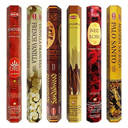 Hem Incense Sticks Variety Pack #22 and Incense Stick Holder Bundle with 6 Most Desired Fragrances - color: Six Popular 1