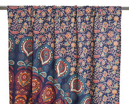 Popular Handicrafts Indian Hippie Bohemian Beautiful Peacock Mandala Curtain Panels Blue Multi - color: Blue Multicolor, size: 38"W x 83"L (Pack of 2)